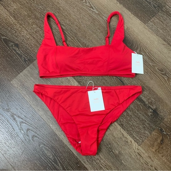 Andie Womens red Havana top/ cheeky bottom bikini swimsuit L - Picture 1 of 10